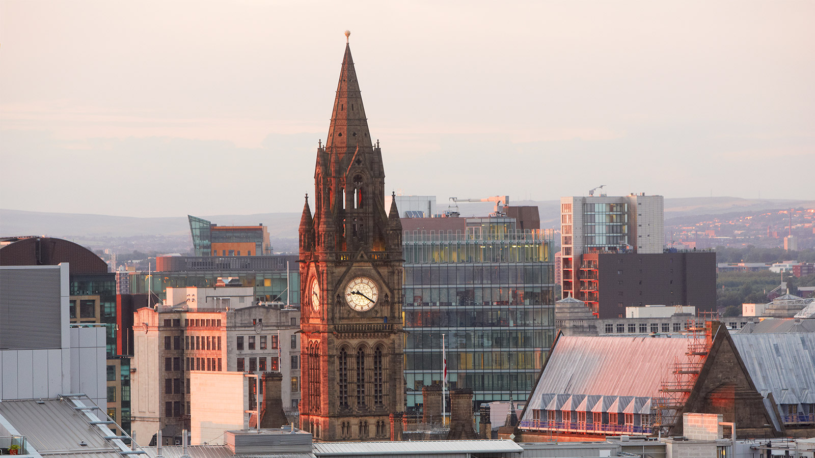 The skyline of the city of Manchester, UK