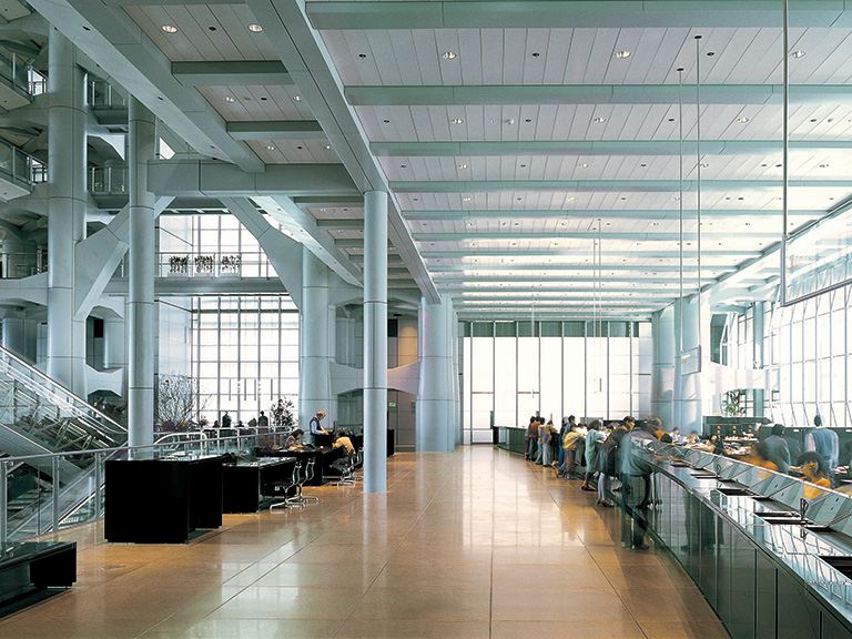 A photo of one of the spacious double-height banking halls