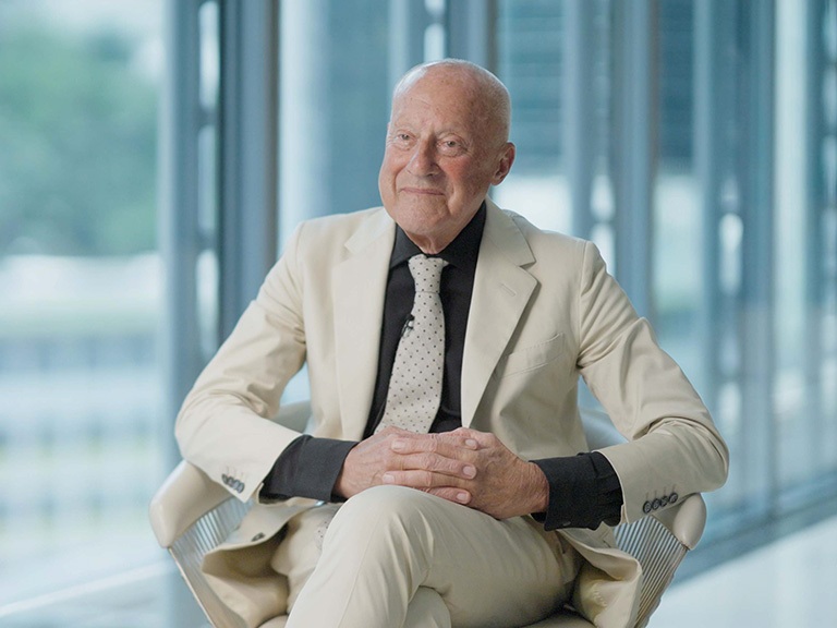 A photo of Lord Norman Foster during his interview at our Hong Kong headquarters