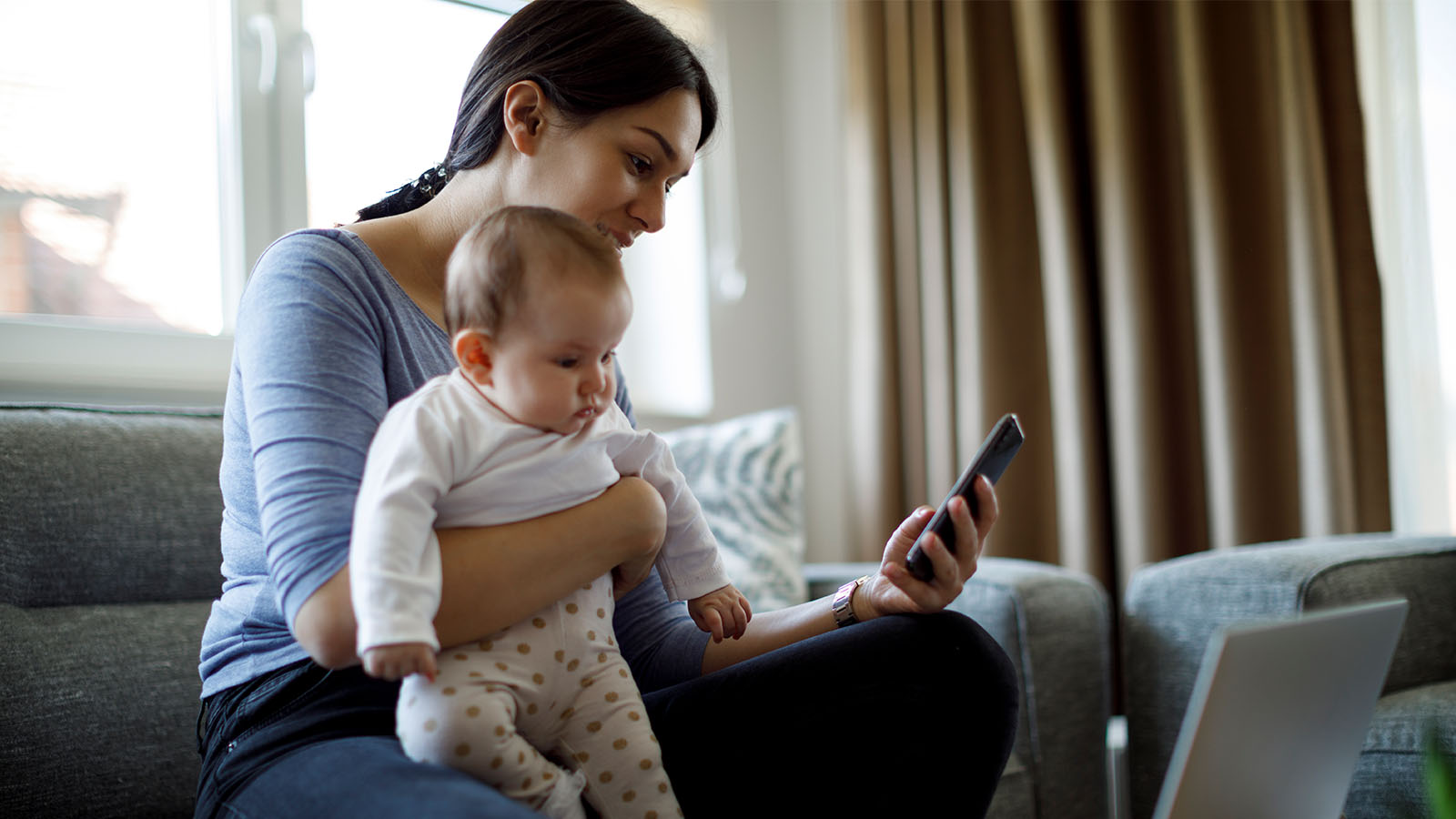 Woman holding a baby