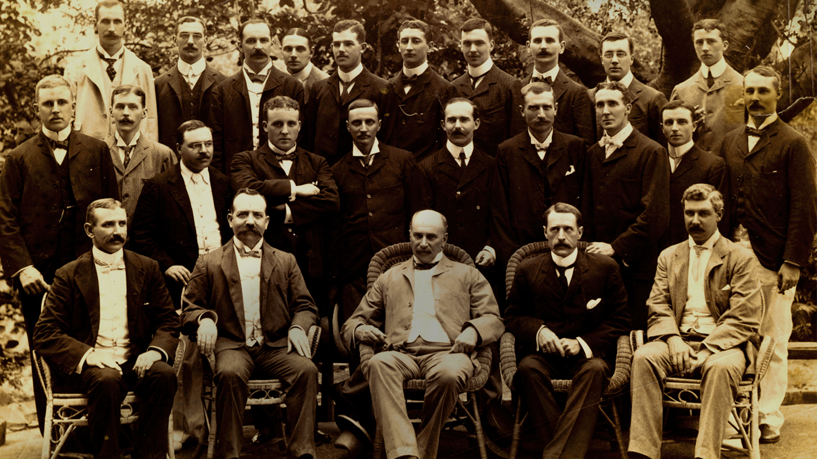 Chief Manager Thomas Jackson pictured with other British HSBC staff in Hong Kong